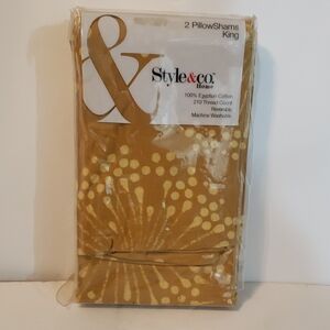 Style & Co. King Pillow Shams in Mustard with Light Yellow Dot Floral